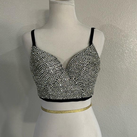 COPY - Women's Rhinestone Diamond Decor Push up Bustier - Picture 1 of 4